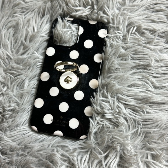 Kate spade black and white polka dot iphone 12 pro max case with ring stand. - Picture 2 of 8
